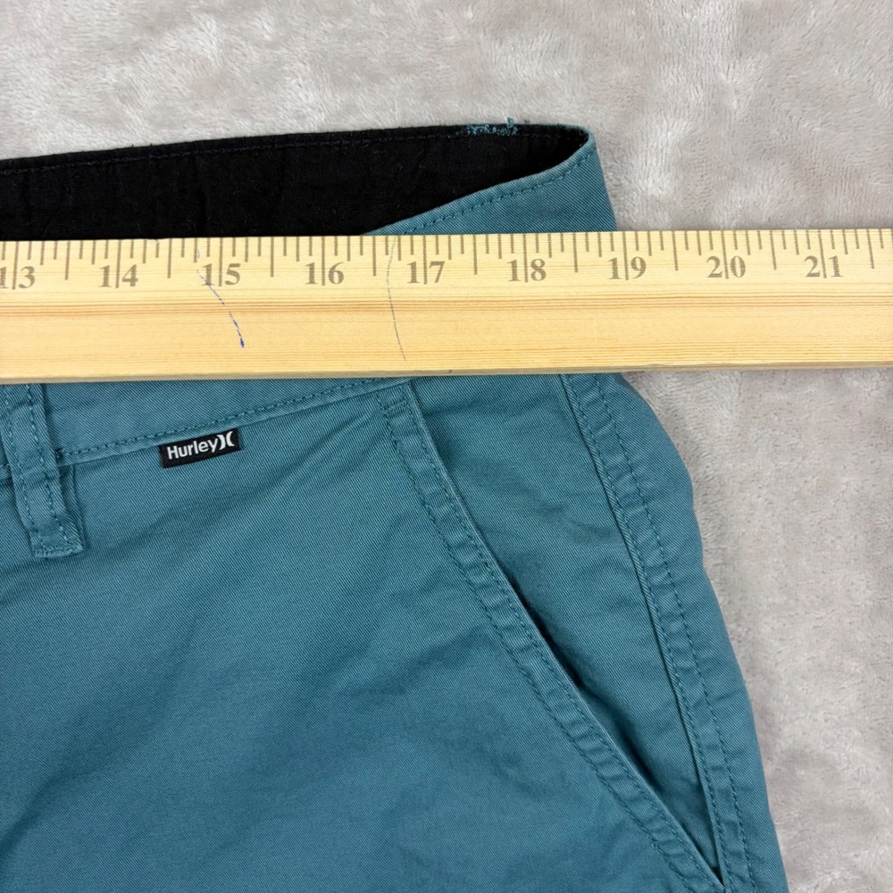 Hurley Chino Shorts Mens 38 Teal Blue Twill Cotton Blend Summer Casual Coastal - Picture 4 of 13